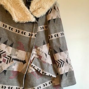 Me Jane Asymmetrical Aztec Overcoat